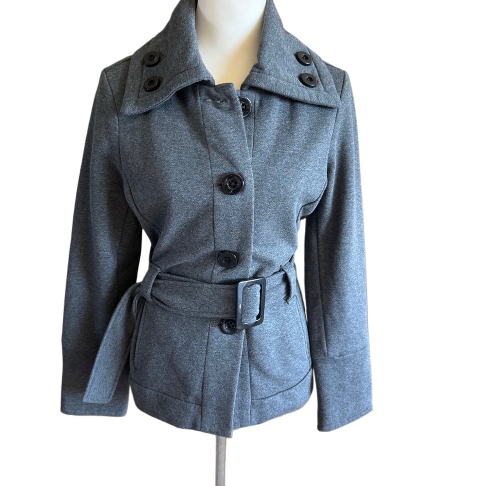 Elegant Gray Belted Trench Coat